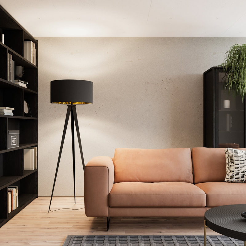 B-Ware Lindby Benik Tripod Stehlampe S Tandleuchte Stehleuchte Wohnzimmerlampe Schw807