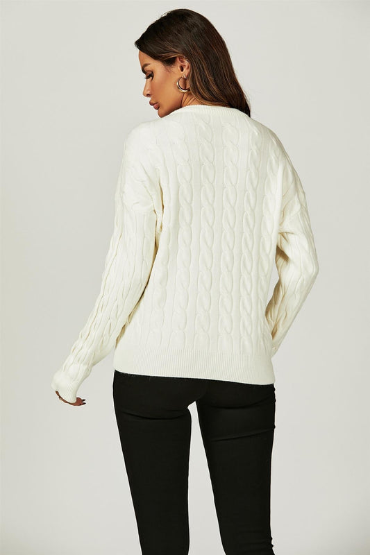Heart Embroidery Jumper Top In Cream