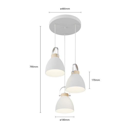 B-grade Euluna pendant light Bergen pendant light lamps lights three-light E27 round 