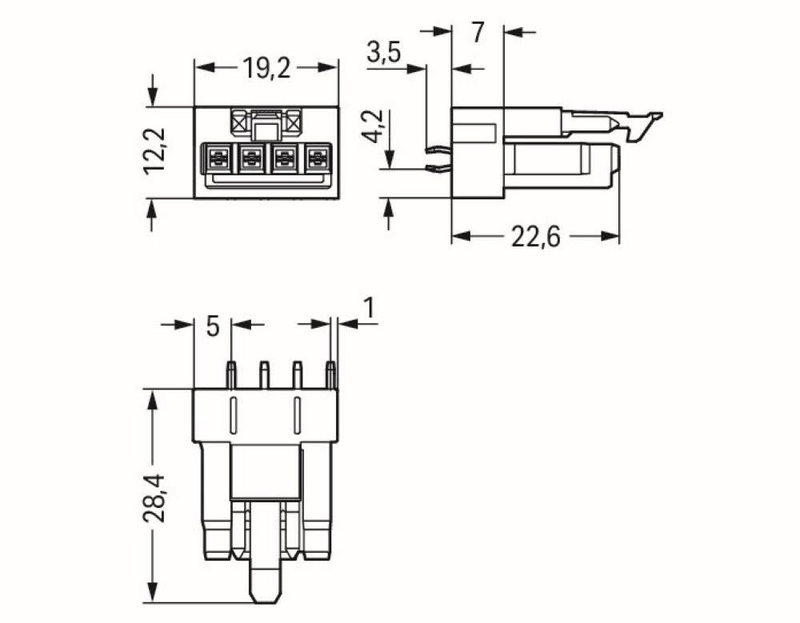B-Ware Wago Buchse für Leiterplatten;gerade;4-polig;pink Steckberbinder Verbinder