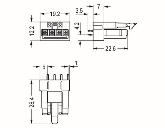 B-Ware Wago Buchse für Leiterplatten;gerade;4-polig;pink Steckberbinder Verbinder