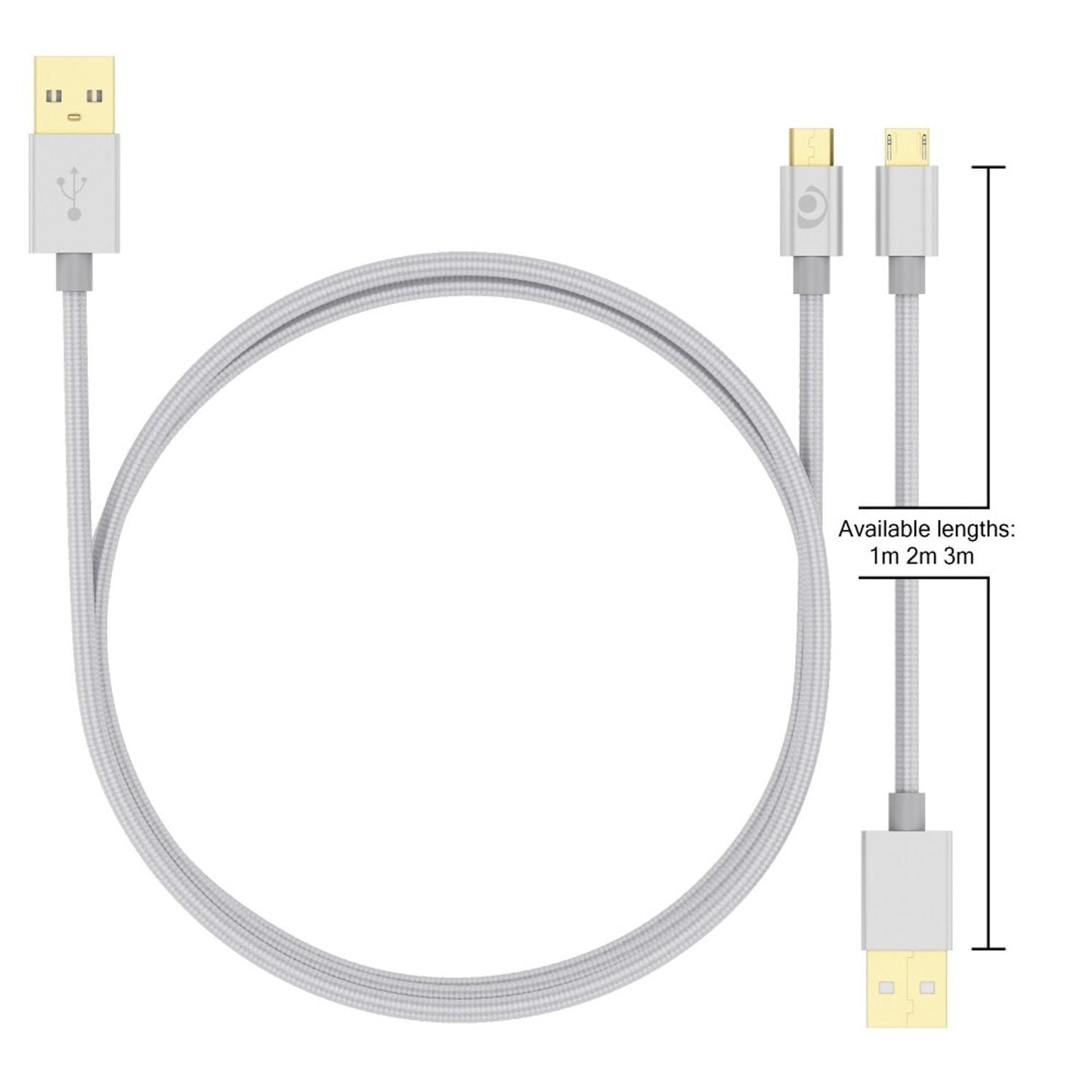 3m Micro USB cable from NALIA, stable sync mobile phone high-speed charging/data cable
