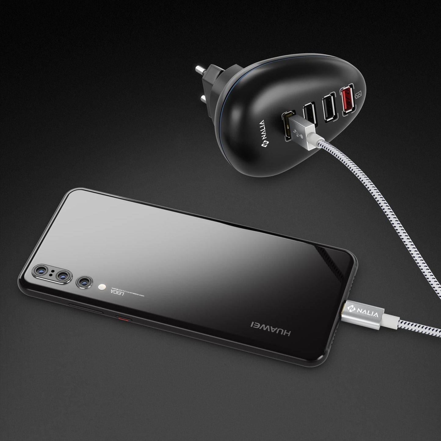 2m USB-C to USB 2.0 cable from NALIA, durable nylon sync data charging cable