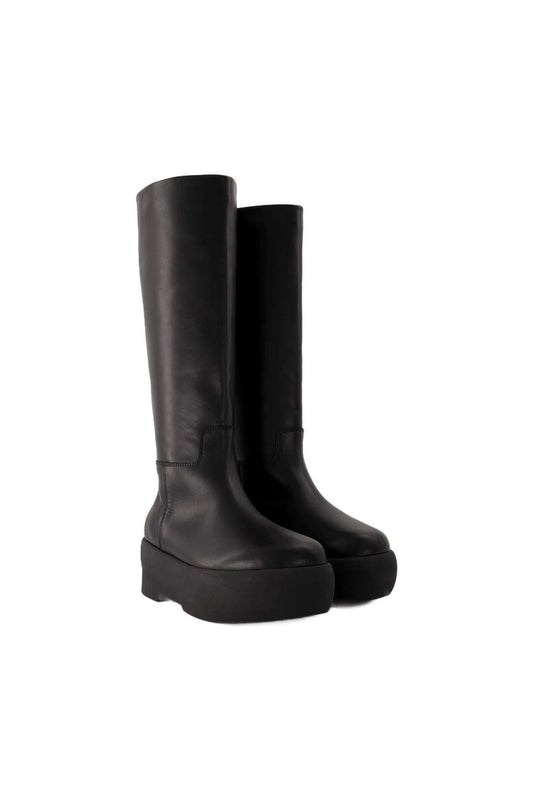 Stiefeletten Tubular aus schwarzem Leder