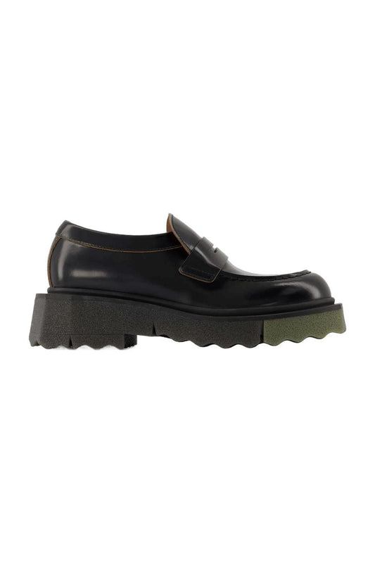 Sponge Loafer Ankle Boots - Off White - Black/Militaire - Leather