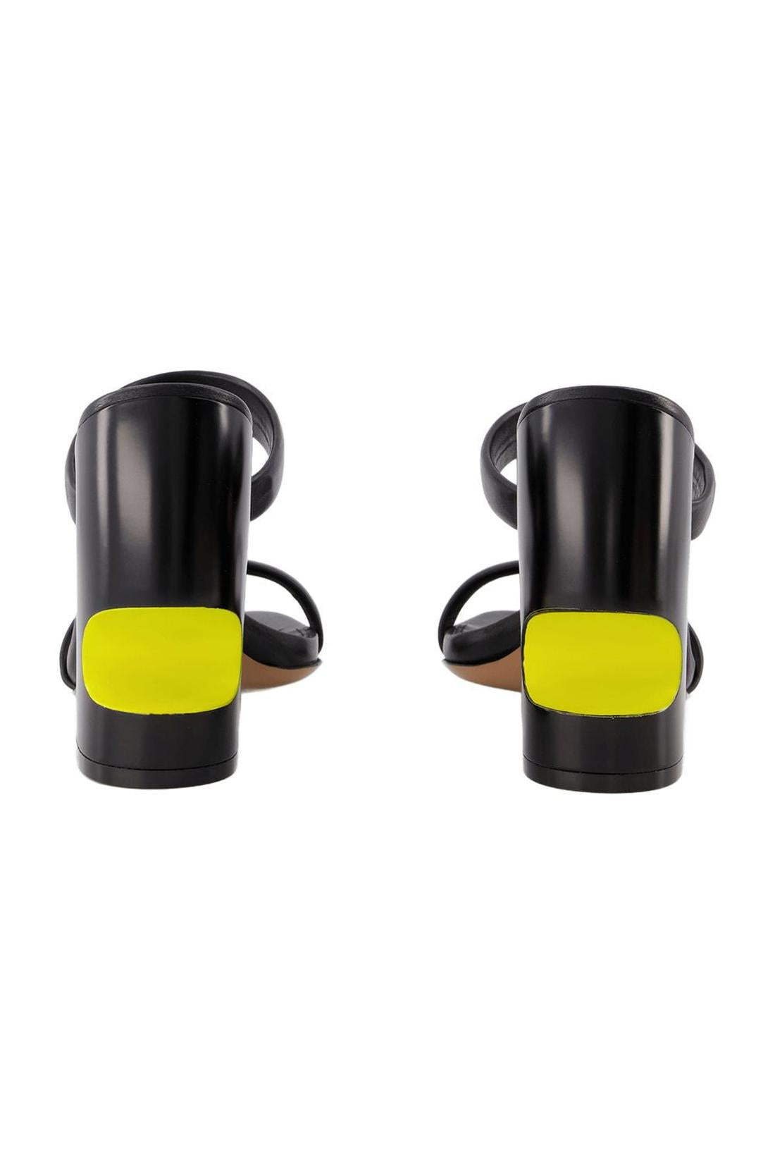 Bulky Slides - Off White - Black/Yellow - Leather