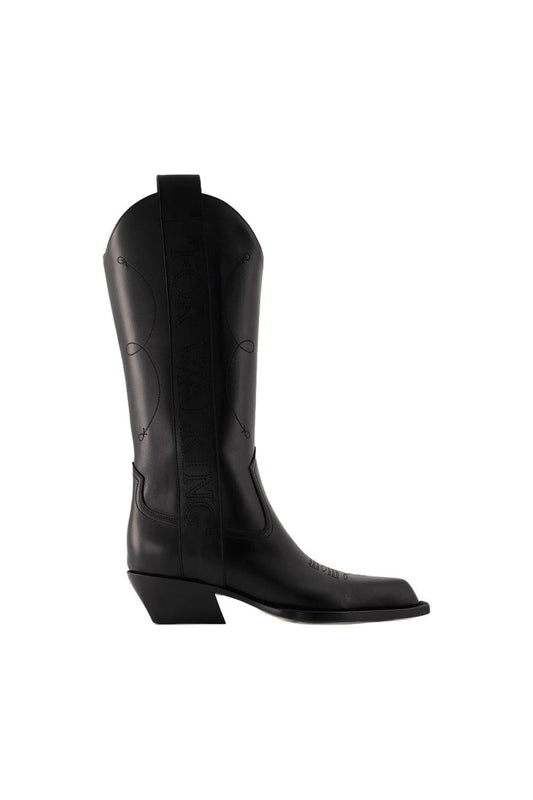 Ankle Boots For Walking - Off White - Leder - Schwarz