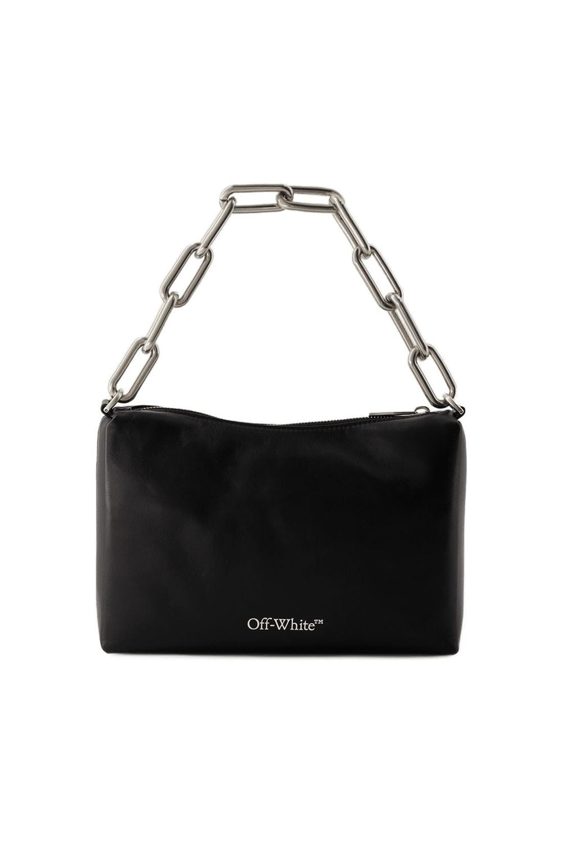 Block Quote Tasche - Off White - Leder - Schwarz/Silber