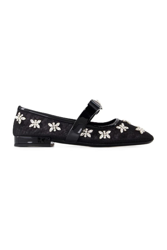 Flache Schuhe Gianni Ribbon - Versace - Leder - Schwarz