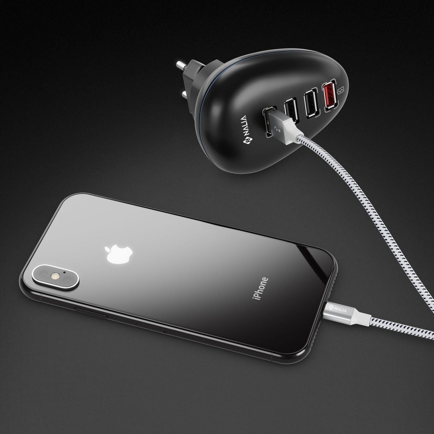 NALIA 2m USB Sync Data Cable for iPhone iPad iPod, Nylon Charging Cable Phone Cable