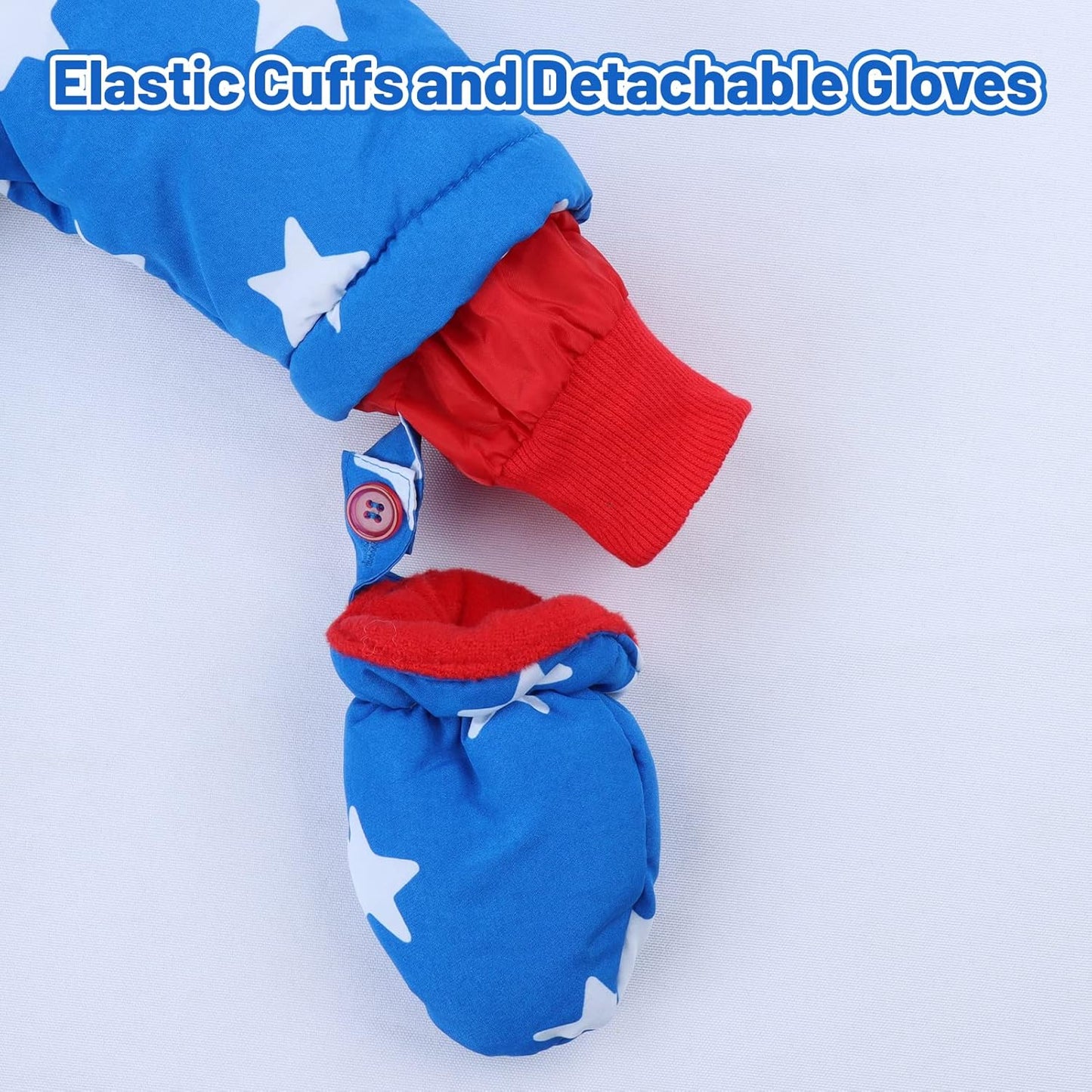 Baby Winter Overall with Hood, Snowsuits with Gloves and Booties, Girls' and Boys' Warm Clothing Set 