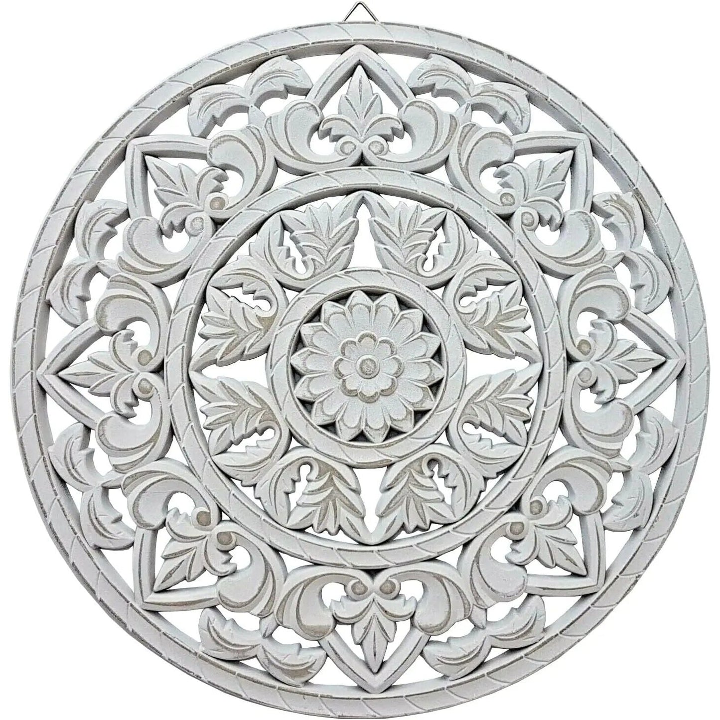 Holzbild Wand Wandbild Holz weiß Ornament Wandornament Wanddeko 35 cm shabby