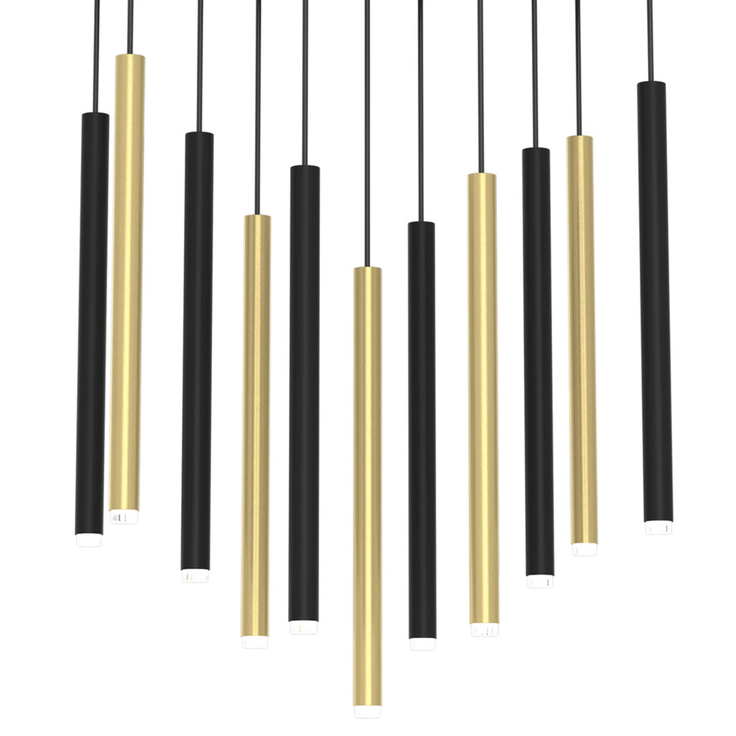 B-grade Monza pendant light, black and gold, eleven lights, ceiling lamp, ceiling light, lamp, spotlight