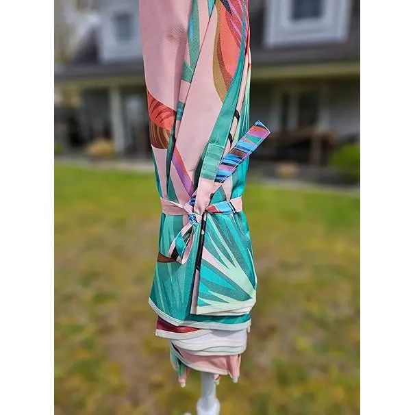 Sonnenschirm rosa mit tropischen Blättern UV-Schutz UPF 40+ Strandschirm Ø 155