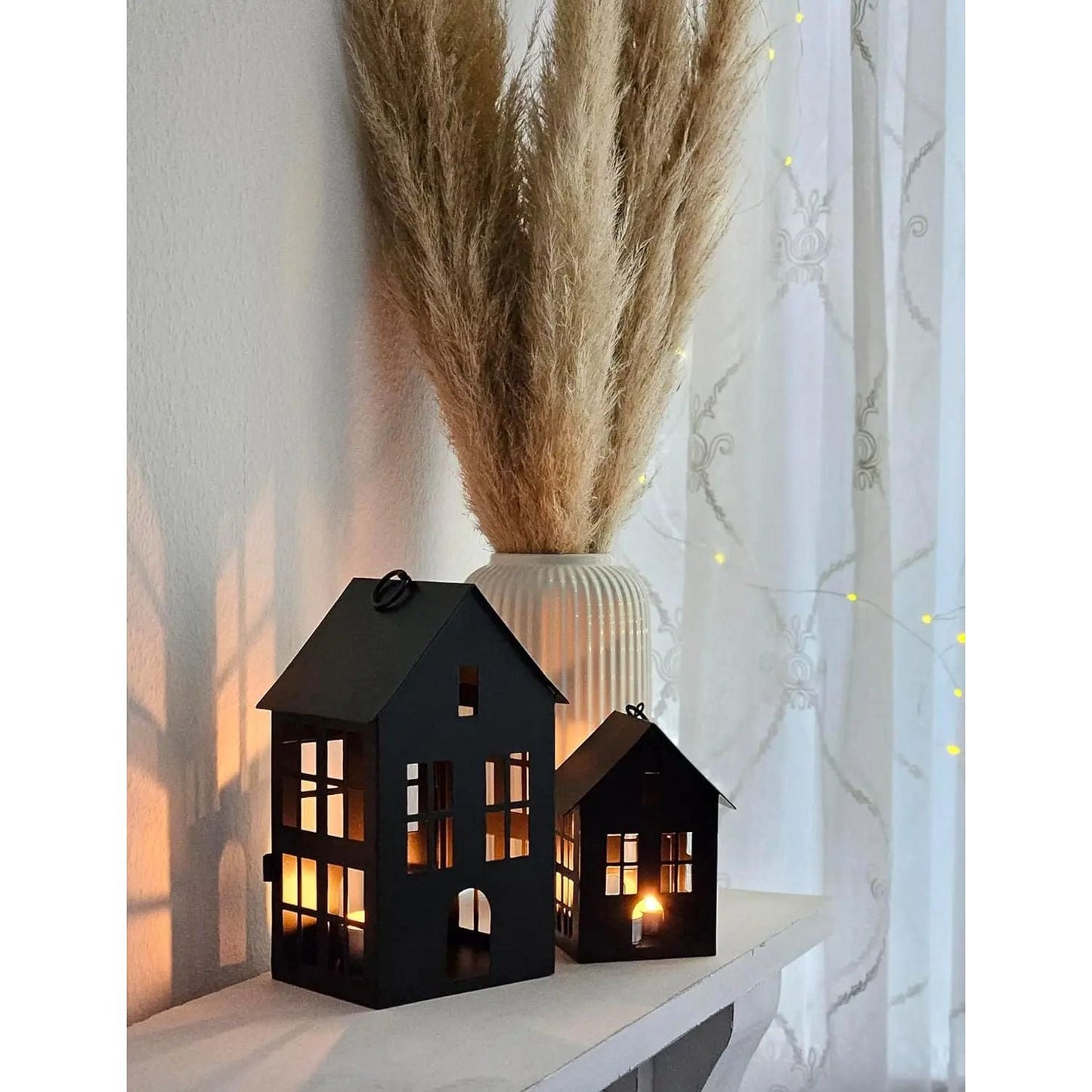 Haus Metall schwarz Dekoration meinposten 3 Set Laternen Windlicht