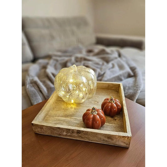 Tablett Mangoholz Dekotablett massives Holz Tischdeko Serviertablett 30 x 30 cm