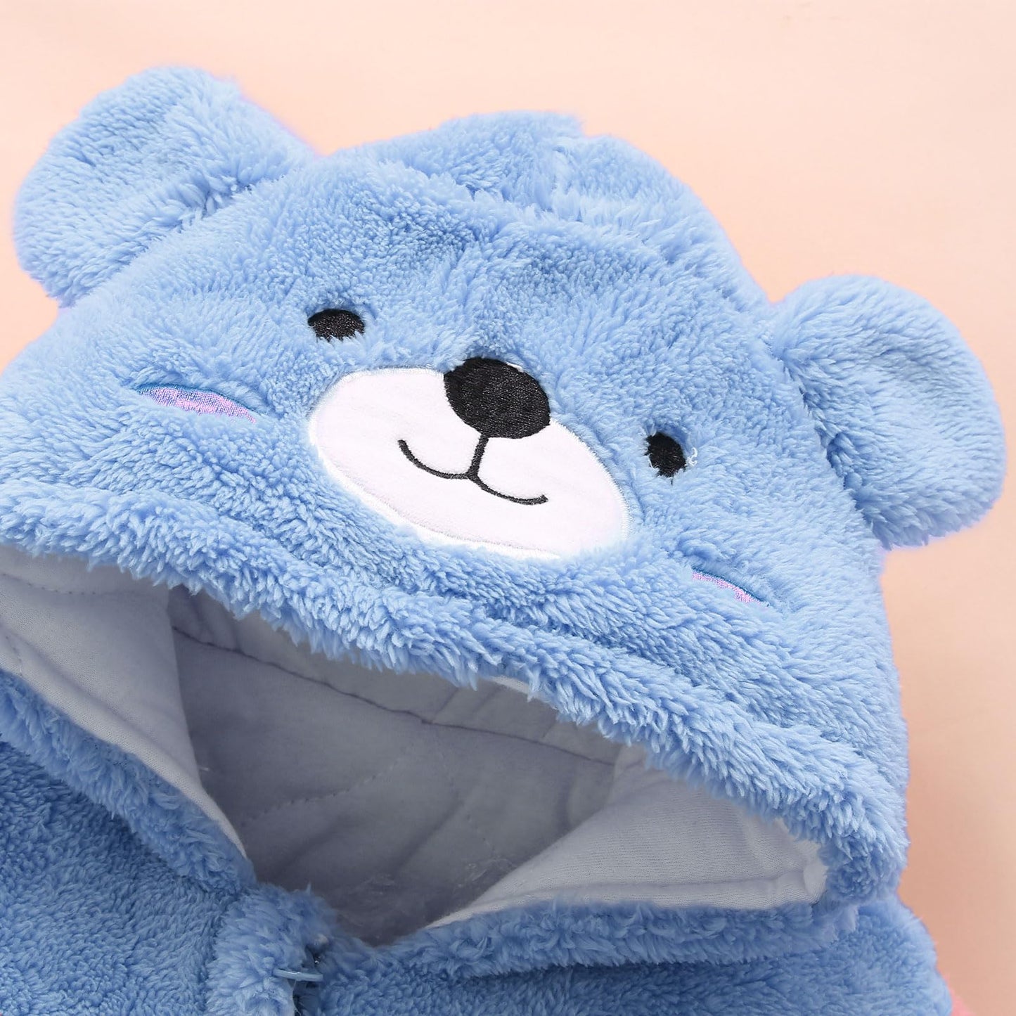 Vetrarsnjógalli fyrir börn, spariföt fyrir stráka og stelpur, eitt stykki með hettu, snjógallasett fyrir smábörn, þykkt og hlýtt, blátt, 3-6 mánaða 