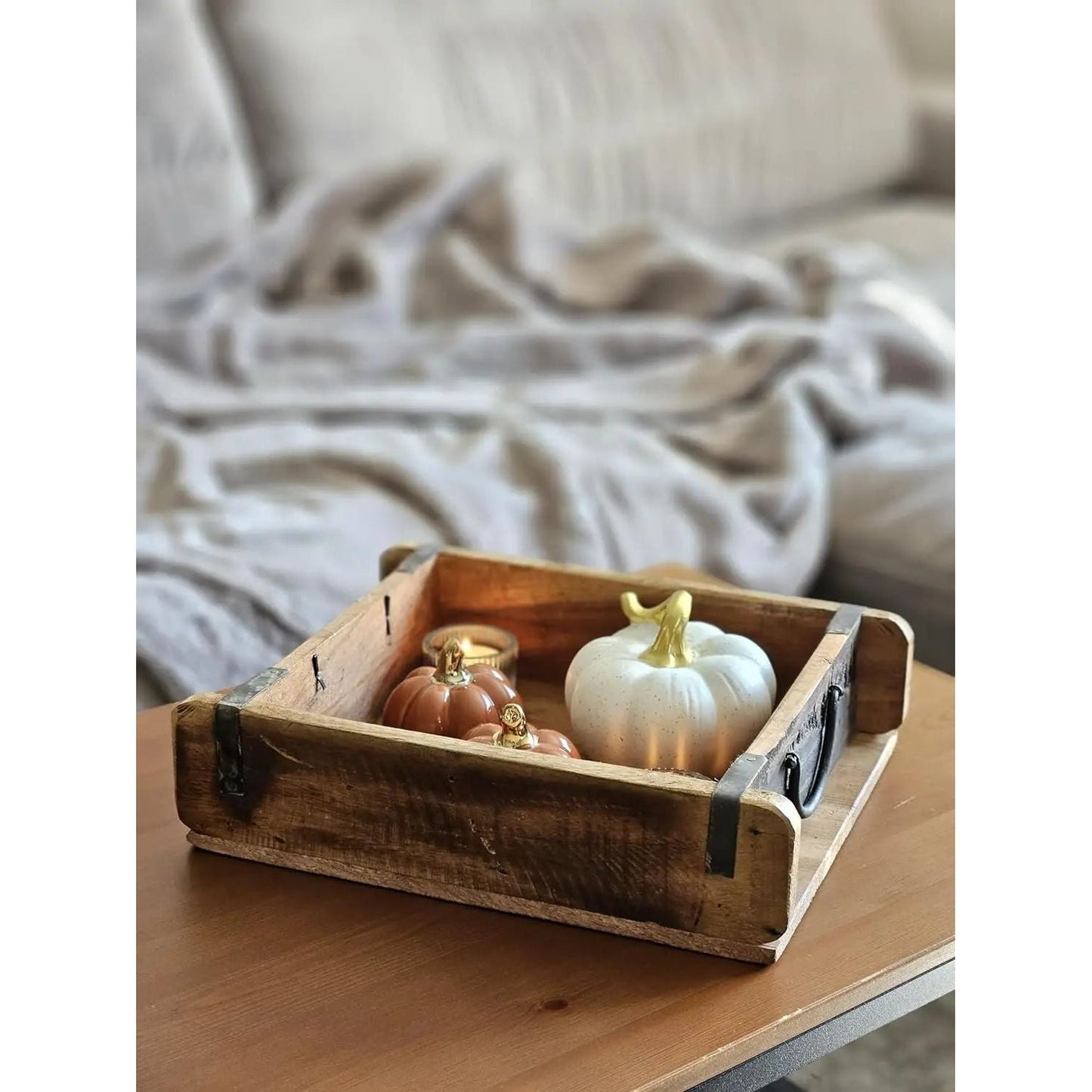 Tablett Ziegelform Kiste Holzkasten recyceltes Holz Landhaus Kasten 31x25 cm