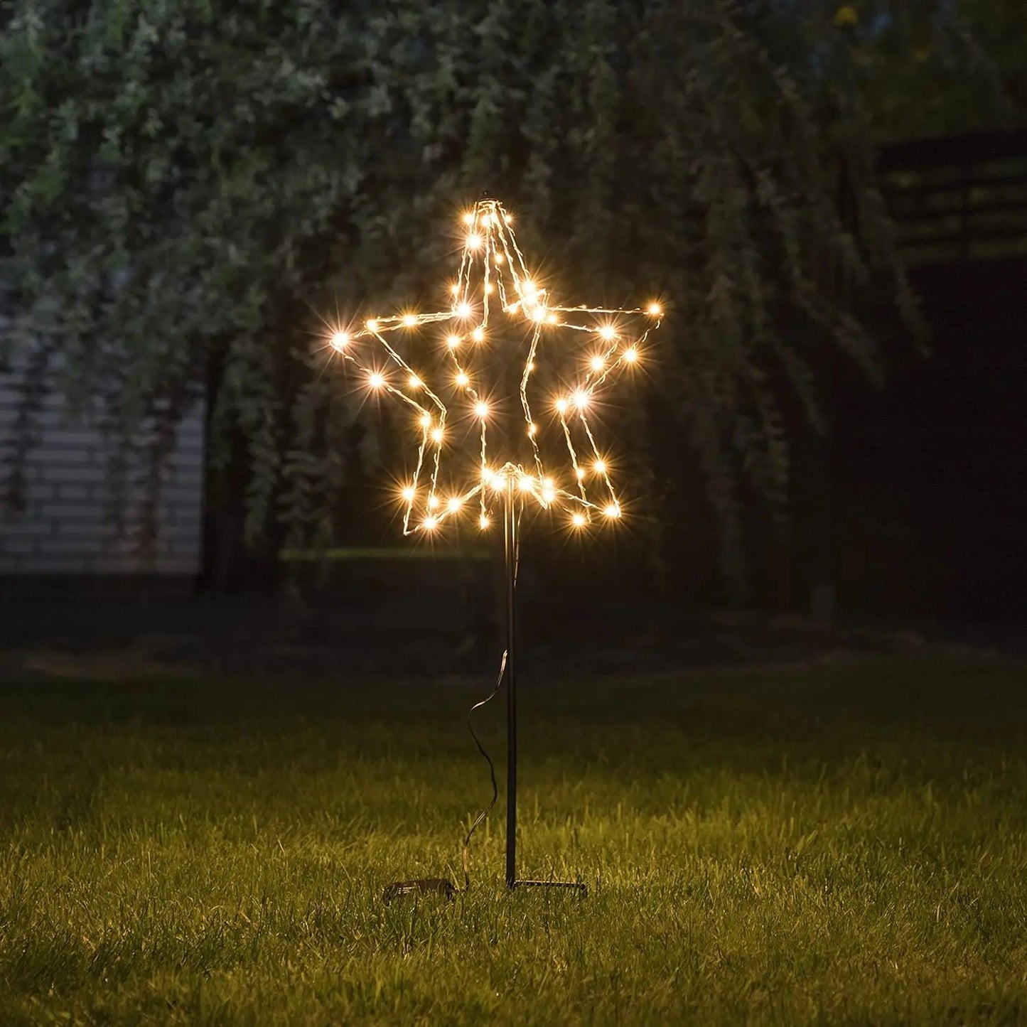 LED Gartenstecker Stern Weihnachtsbeleuchtung batteriebetrieben Timer warmweiß