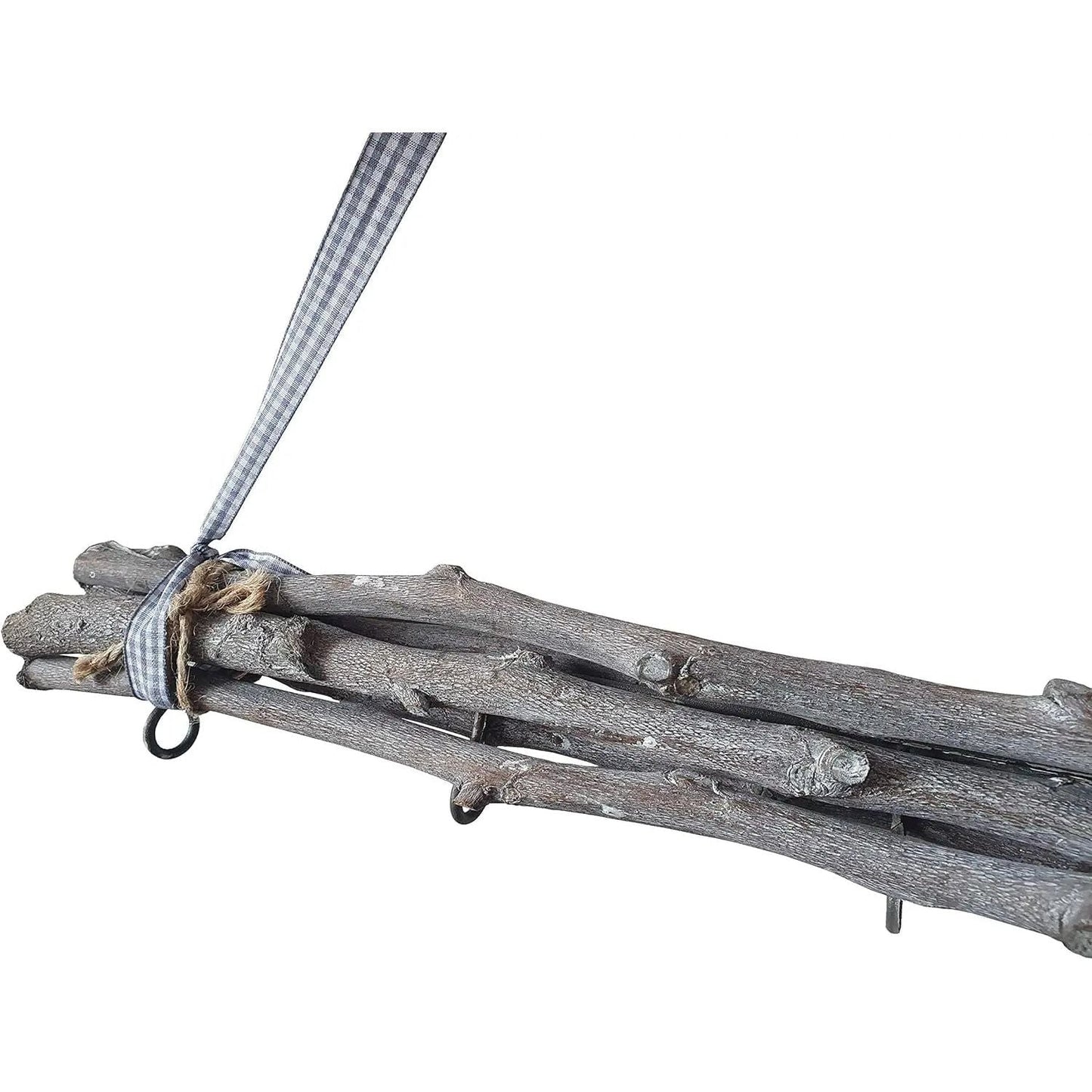 Dekozweige grau 50 cm Zweige Holz Fensterhänger mit 5 Haken shabby Deko Landhaus