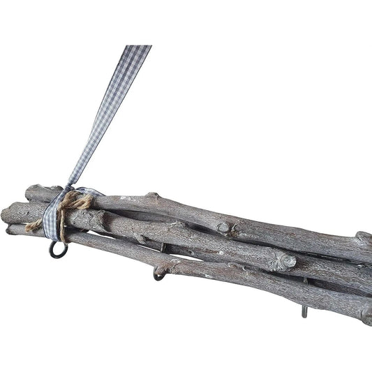 Dekozweige grau 50 cm Zweige Holz Fensterhänger mit 5 Haken shabby Deko Landhaus