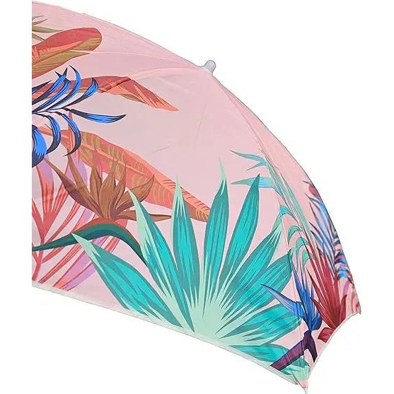Sonnenschirm rosa mit tropischen Blättern UV-Schutz UPF 40+ Strandschirm Ø 155