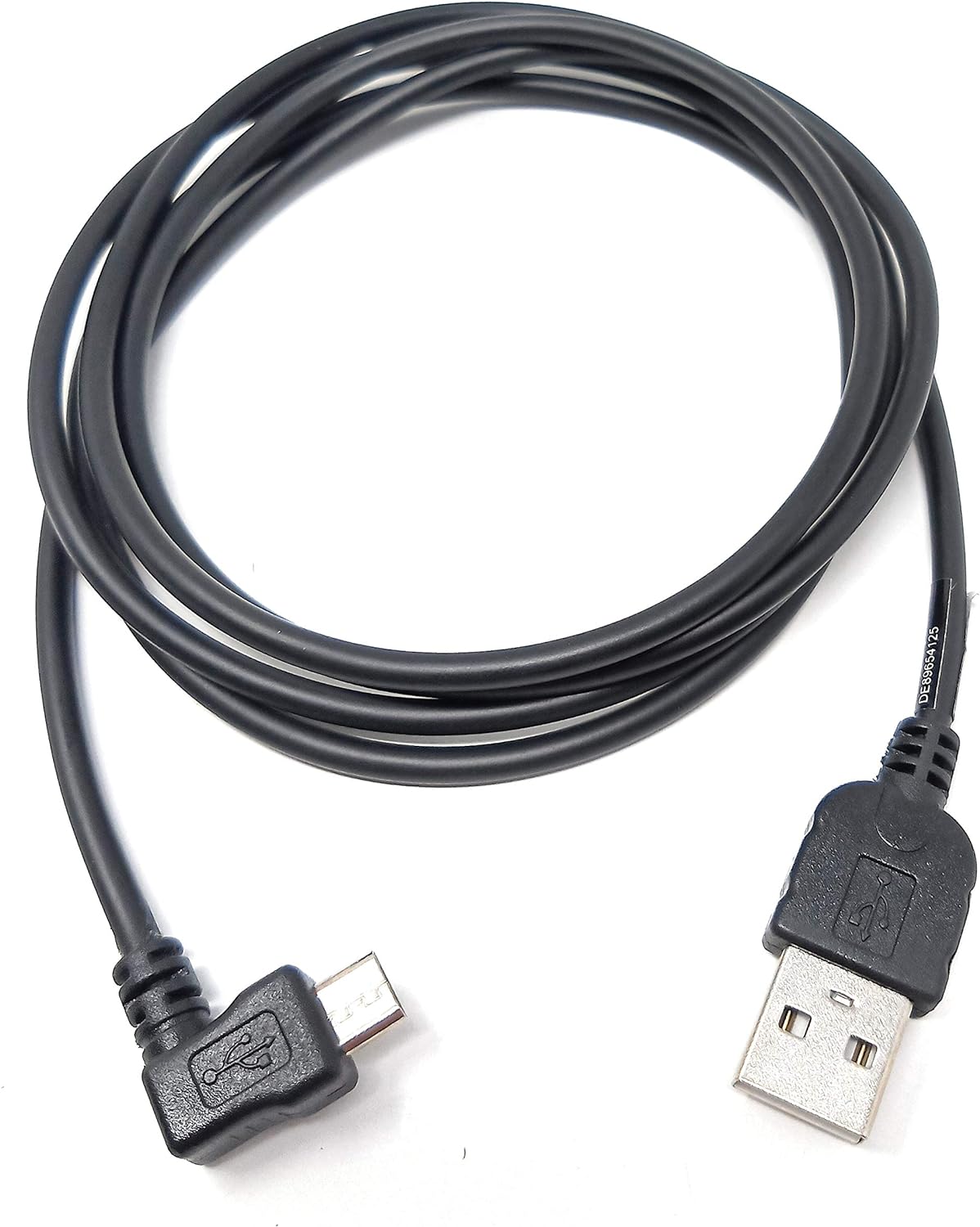 SYSTEM-S Micro USB 2.0 snúra með 90 gráðu horntengi (vinstri/karl) gagnasnúra og hleðslusnúra 140 cm
