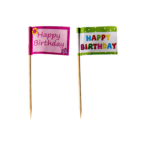 PAPSTAR Deko-Picker "Happy Birthday", 8 cm, festliche Dekoration | Beutel (20 Stück)