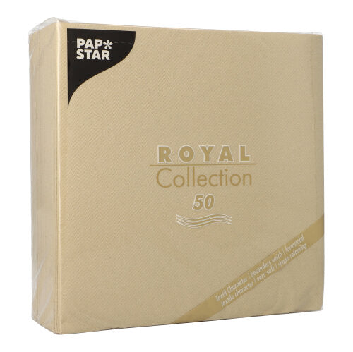 PAPSTAR 50 Servietten "ROYAL Collection" 1/4-Falz 40 x 40 cm sand