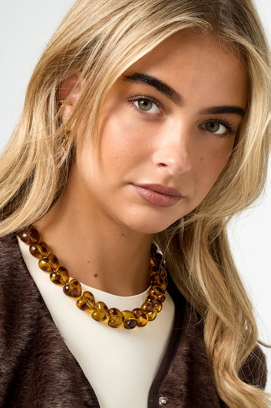 Acrylperlen-Halsketten mit Leopardenmuster, Retro-Stil, für den täglichen Gebrauch, klassische Serie, Damenschmuck