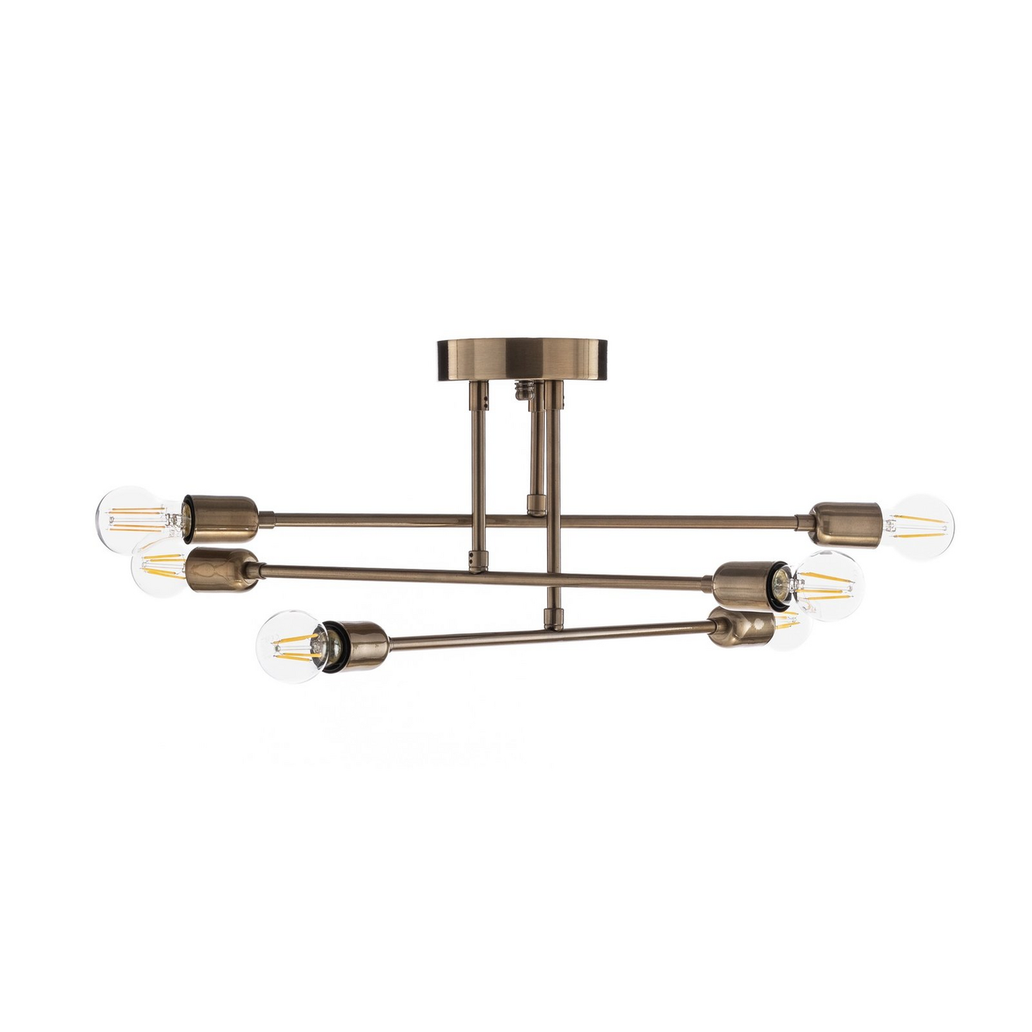 B-flokks loftljós Flower 176, 6 ljós, antik gull, loftlampi, ljós, kastljós