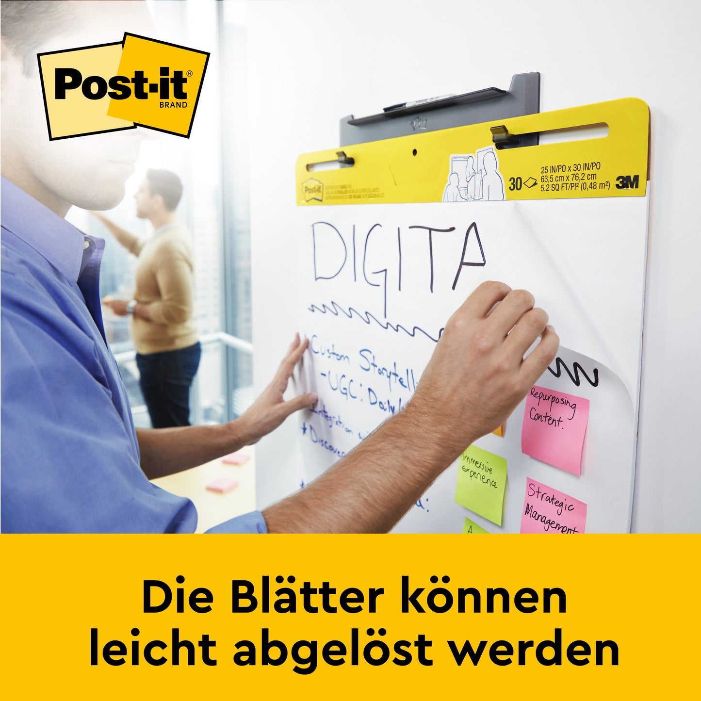 Post-it® Super Sticky selbsthaftendes Meeting Chart/Flipchart 559P, Weiß, 63,5 cm x 76,2 cm, Promotion + Post-it® Super Sticky Meeting Notes, Verschiedene Neonfarben, 2 Blöcke + 4 Gratis/Packung, 100% PEFC, SGSCH-PEFC-COC-110078 | Packung (1 Set)