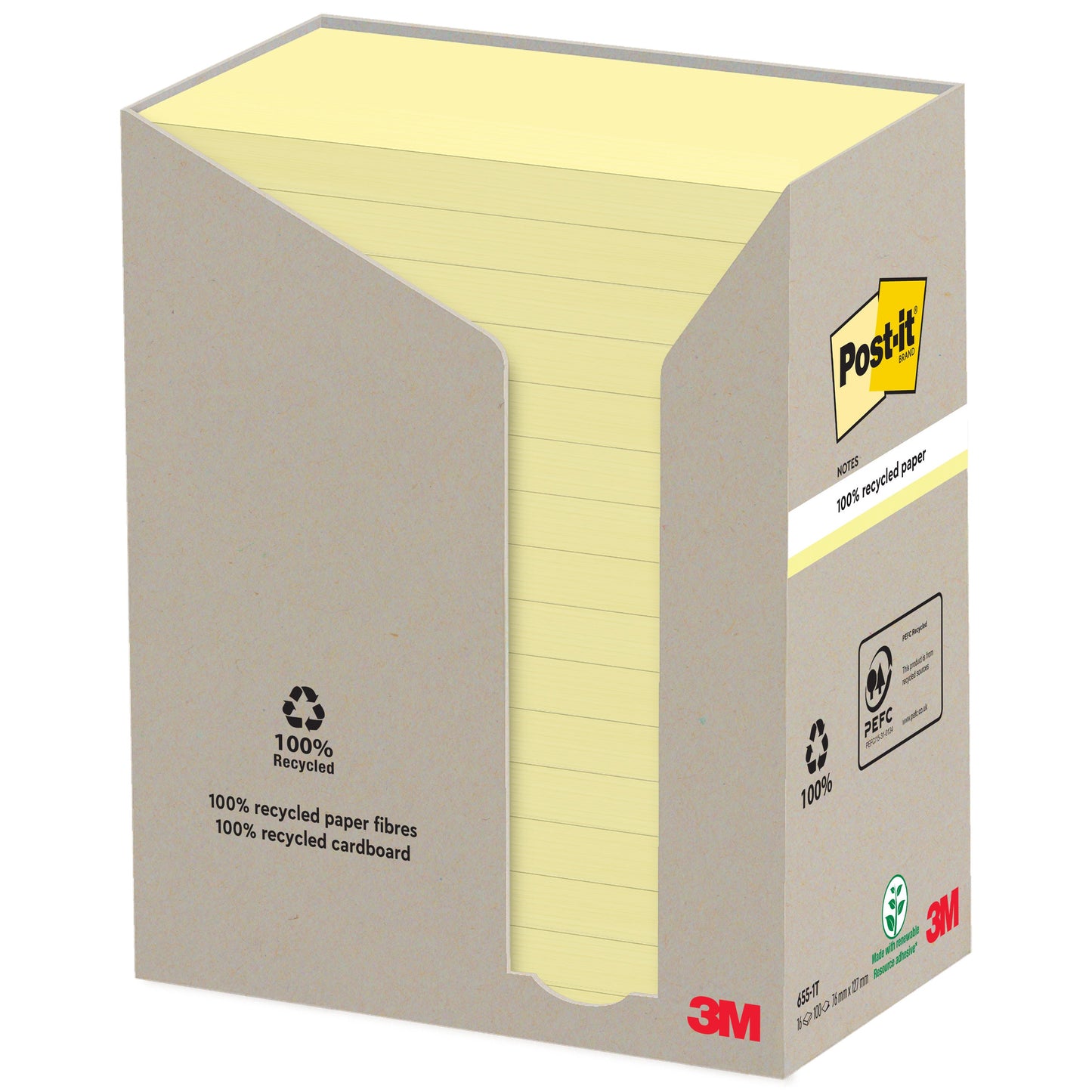 Post-it® Recycling Notes, 76 mm x 127 mm, 100 Blatt/Block, 100% PEFC