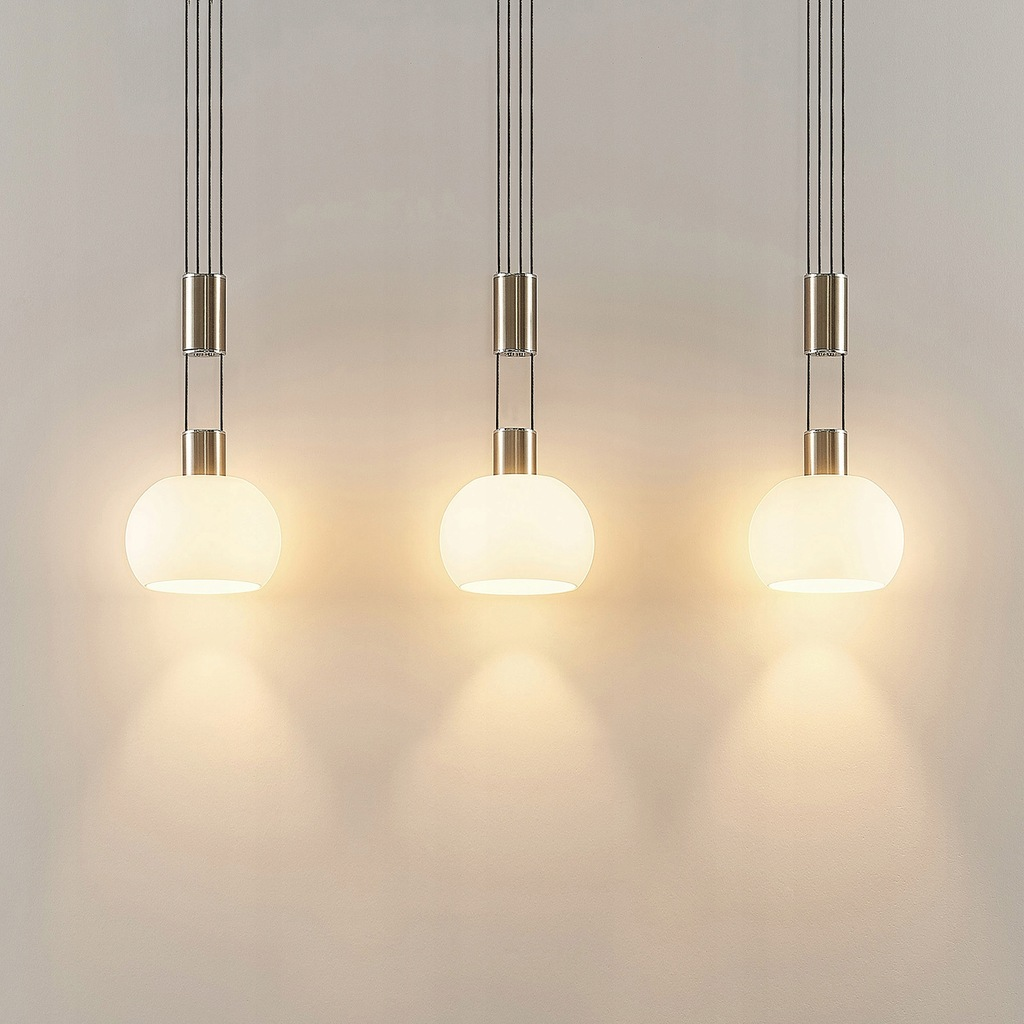 B-Ware Lindby Aurell Led Pendellampe Lampe Pendelleuchte Leuchte Glas 3 Flammig Nickel