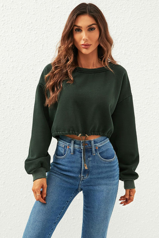 Perfectly Oversized Cropped Sweatshirt In Dark Green 
