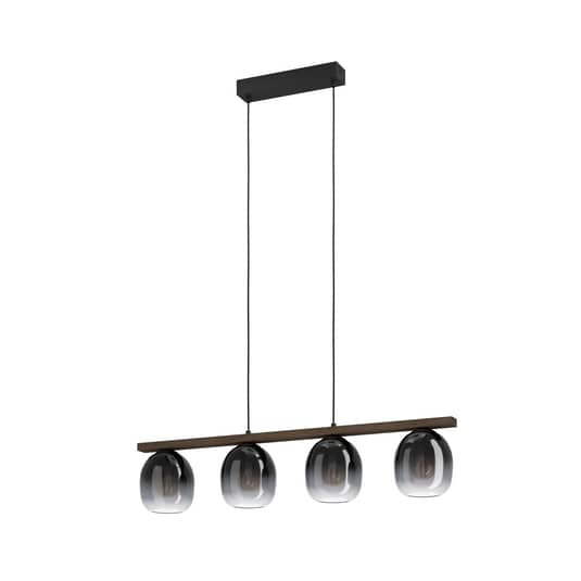 B-Ware Hängeleuchte Filago Vier Schirme Aus Rauchglas Pendelleuchte Hängelampe Schwarz