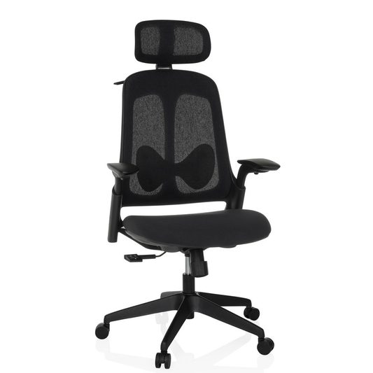 Hjh Office Arceo F | Skrifstofustóll úr efni, snúningsstóll, skrifborðsstóll, svartur