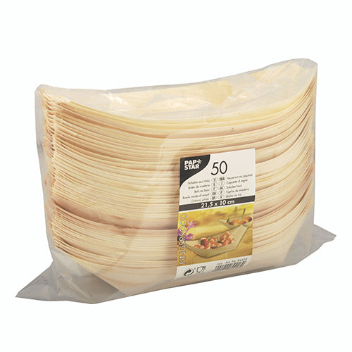PAPSTAR 50 Fingerfood - Schalen, Holz "pure" "Schiffchen"