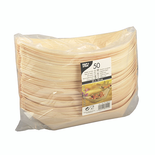PAPSTAR 50 Fingerfood - Schalen, Holz "pure" "Schiffchen"