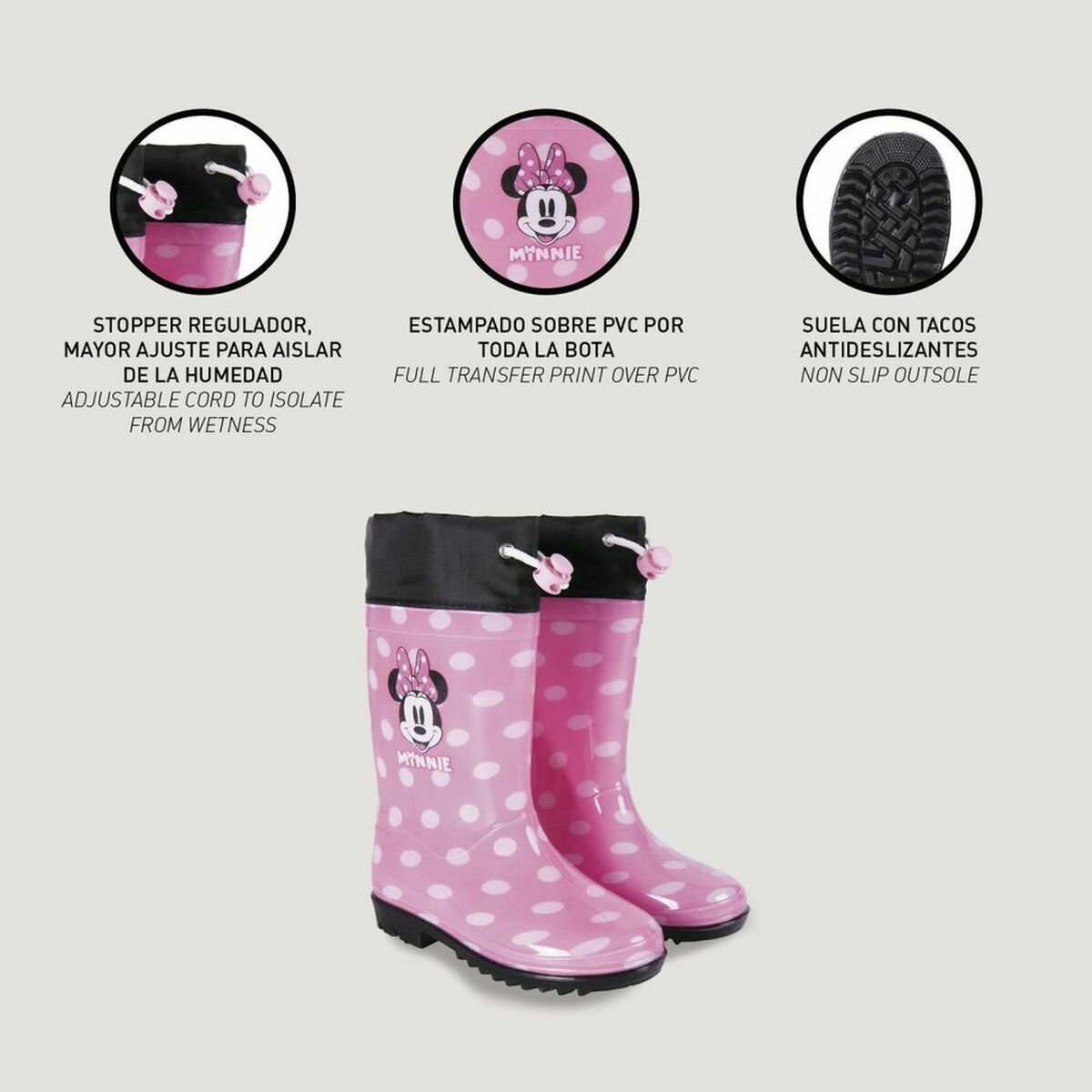 Minnie Maus Kinder Gummistiefel in Pink – Zauberhafter Regenschutz