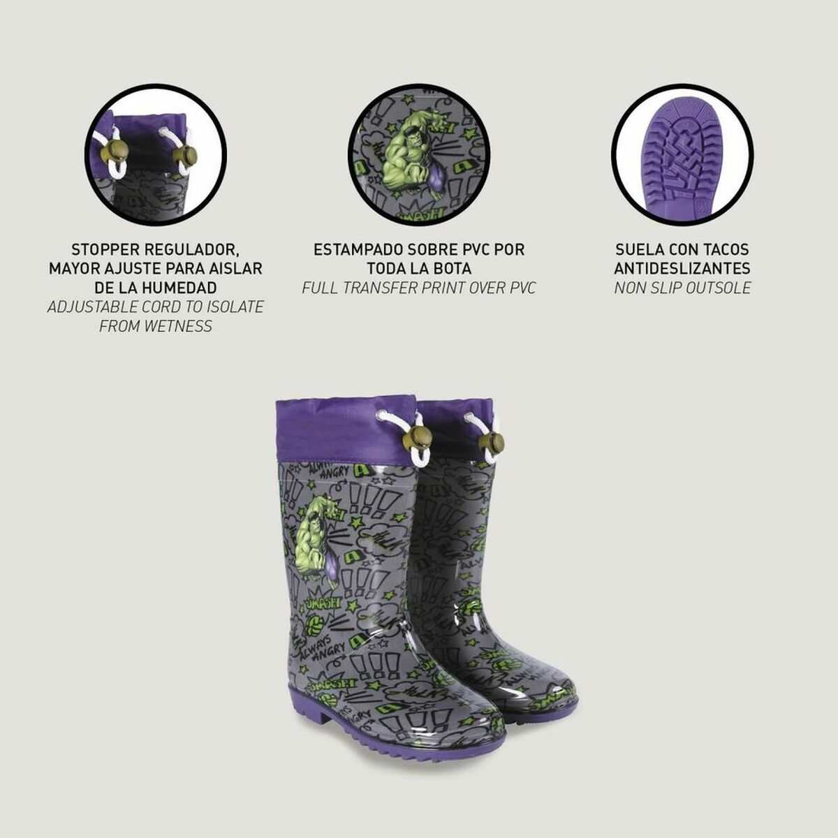 Marvel Avengers Kids' Wellington Boots in Grey – Heroic Rain Protection