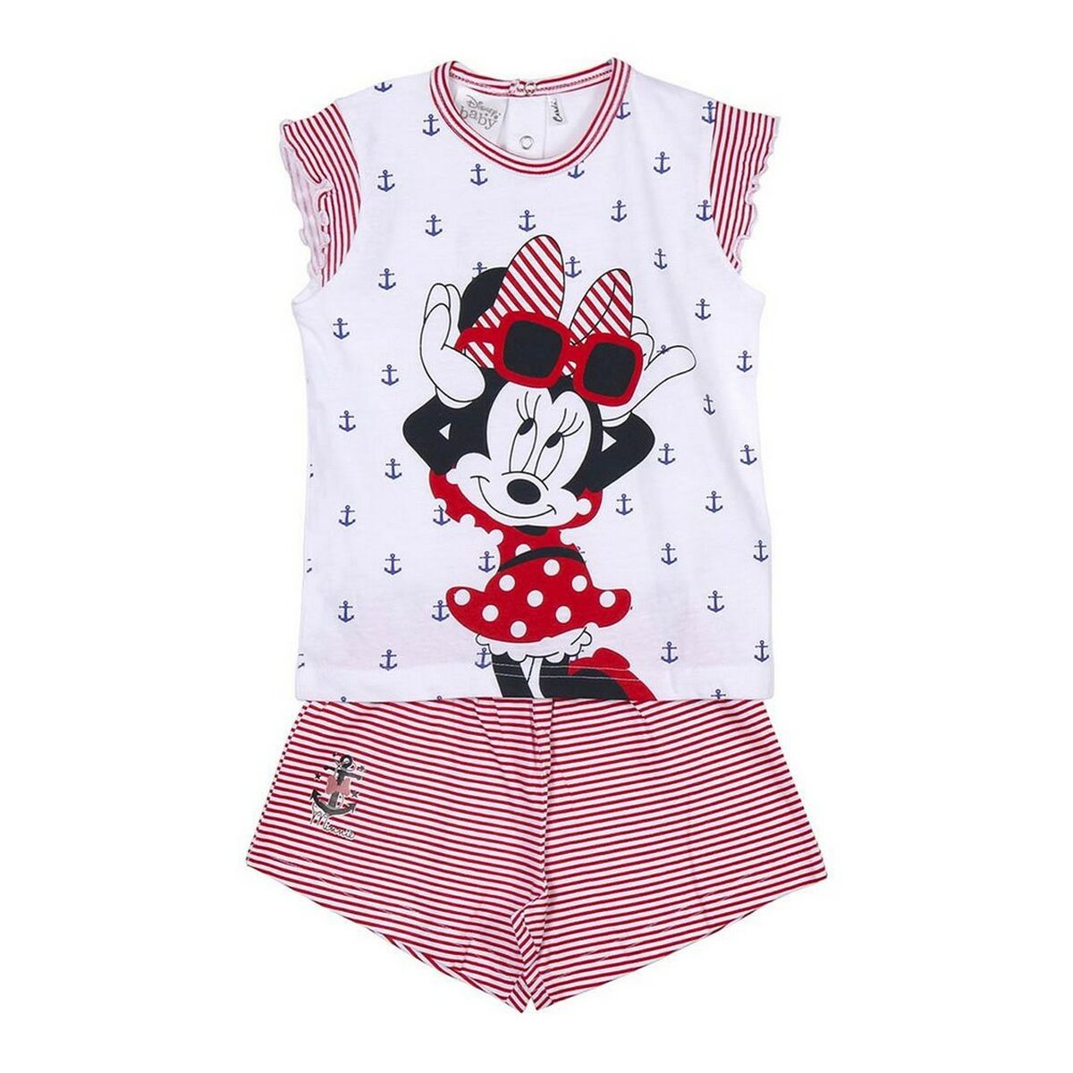 Sommerpyjama Minnie Mouse Rot Weiß