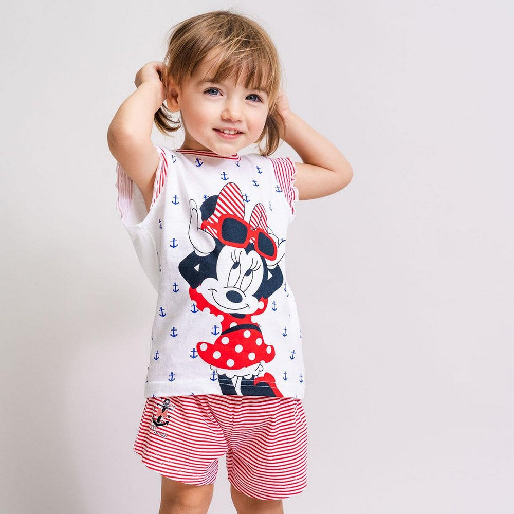 Sommerpyjama Minnie Mouse Rot Weiß
