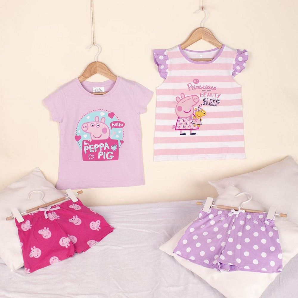 Sommerpyjama Peppa Pig in Lila Pink