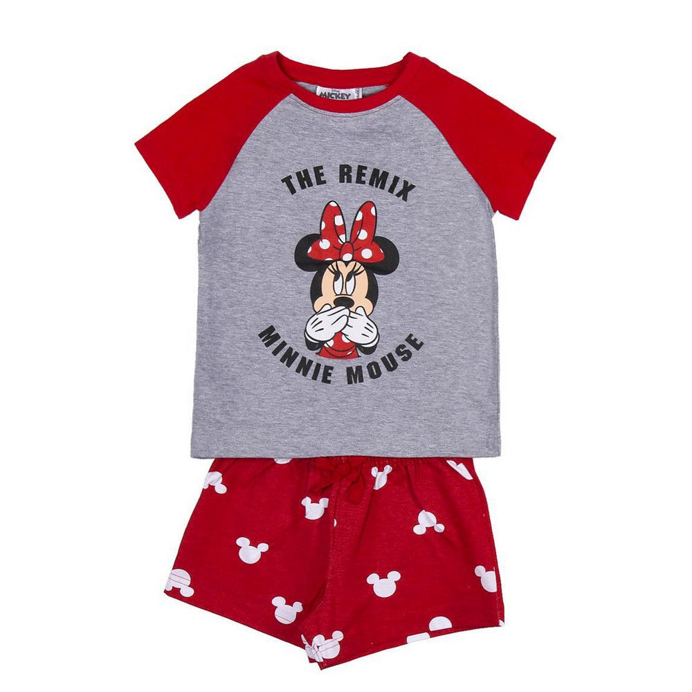 Sommerpyjama Minnie Mouse in Rot-Grau