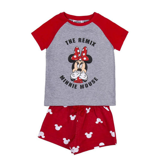 Sommerpyjama Minnie Mouse in Rot-Grau
