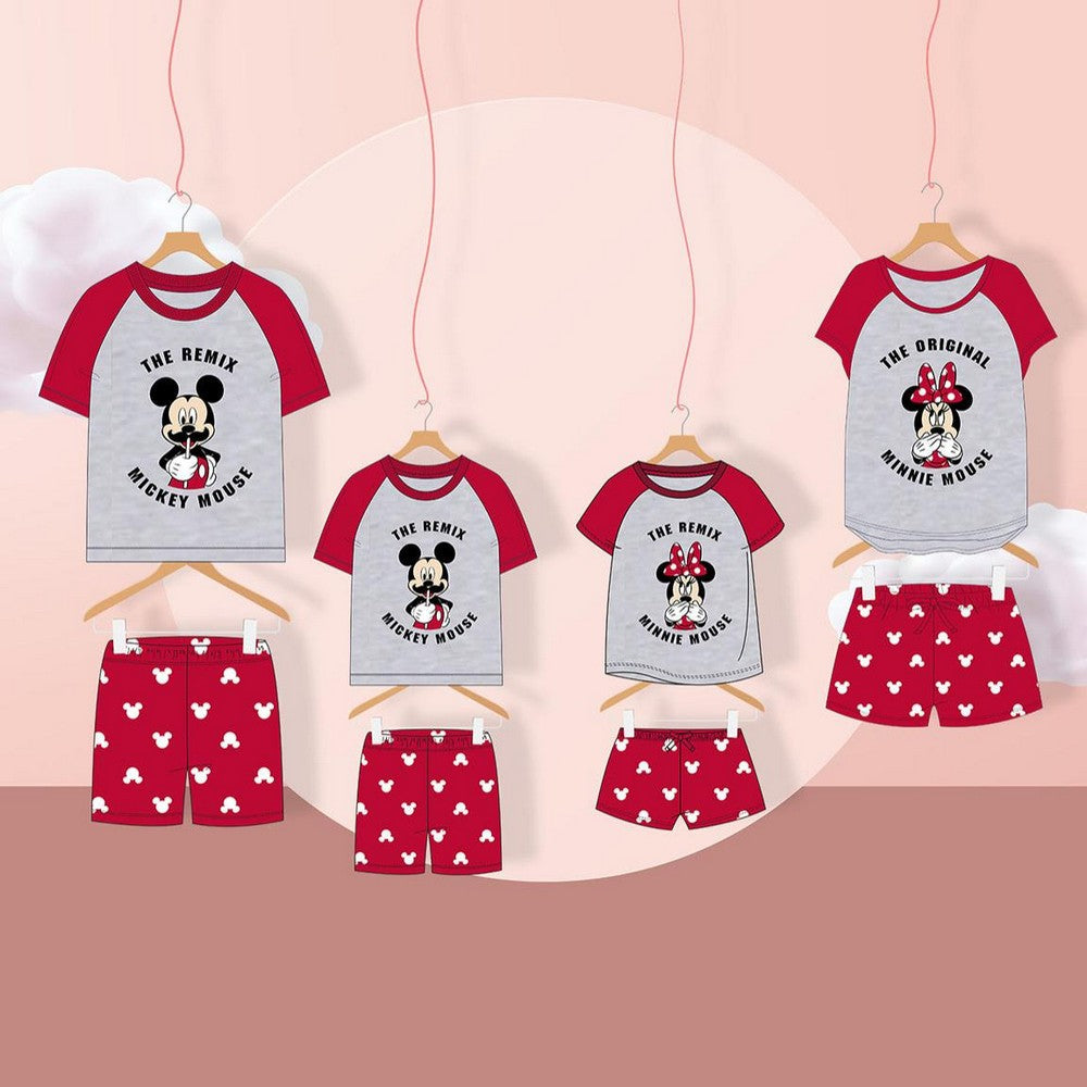 Sommerpyjama Minnie Mouse in Rot-Grau