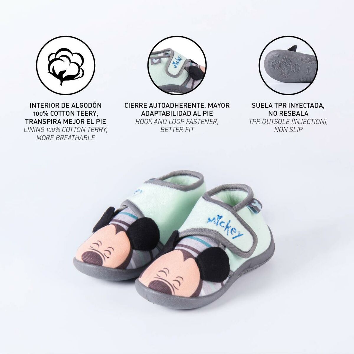 Micky Maus Kinderhausschuhe - Grün