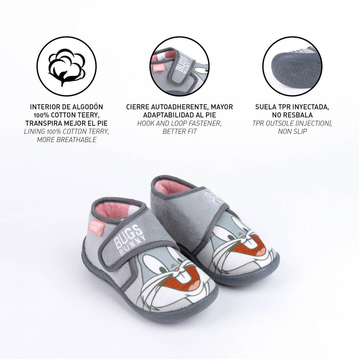 Looney Tunes children's slippers in grey