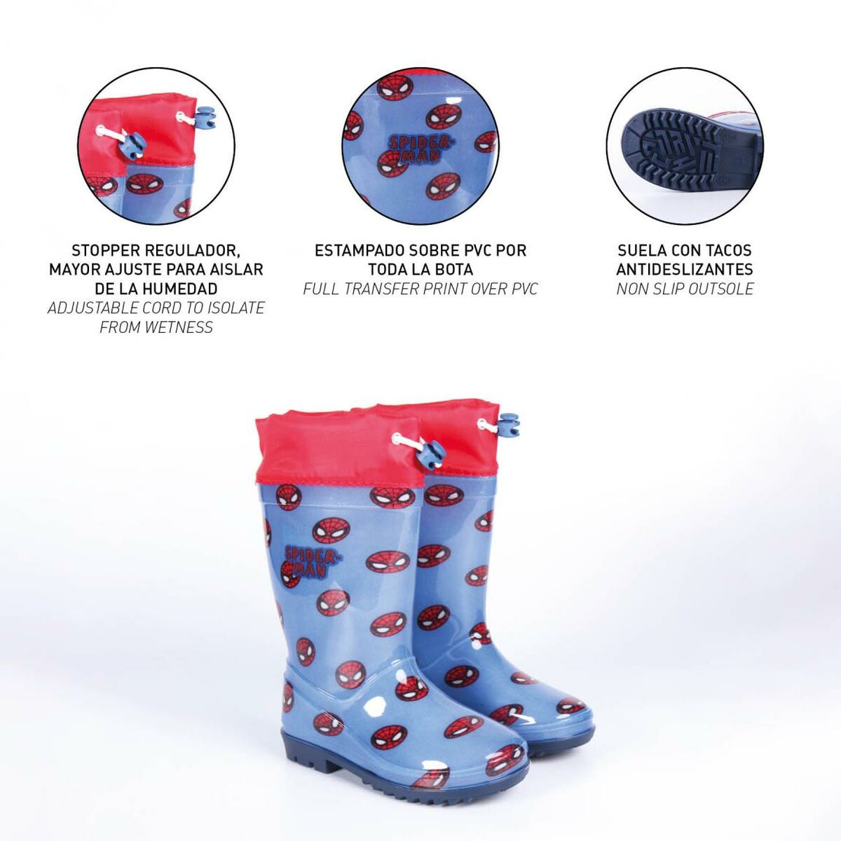 Spiderman Kinder Gummistiefel in Blau – Superhelden-Action an Regentagen
